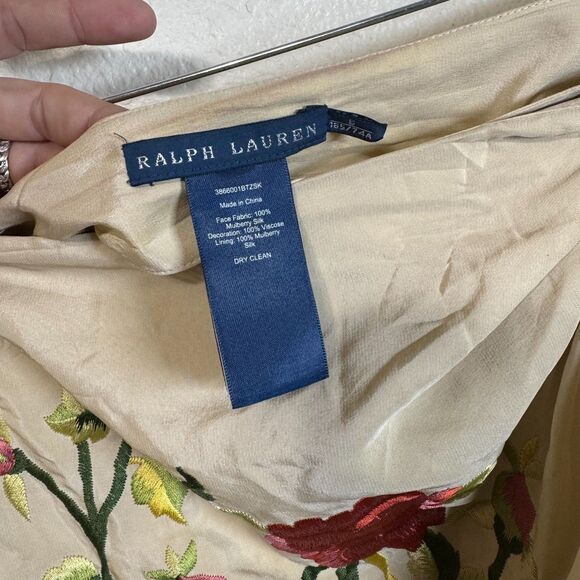 Vintage Ralph Lauren Silk Floral Wrap Fringe Mini Skirt Sz 4 Western Y2K FLAWED - Picture 11 of 12